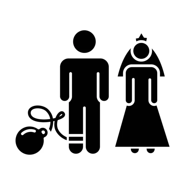 Αναγκαστική Γαμήλια Ανάγλυφη Εικόνα Γυναίκα Και Άντρας Γαμπρός Και Νύφη — Διανυσματικό Αρχείο
