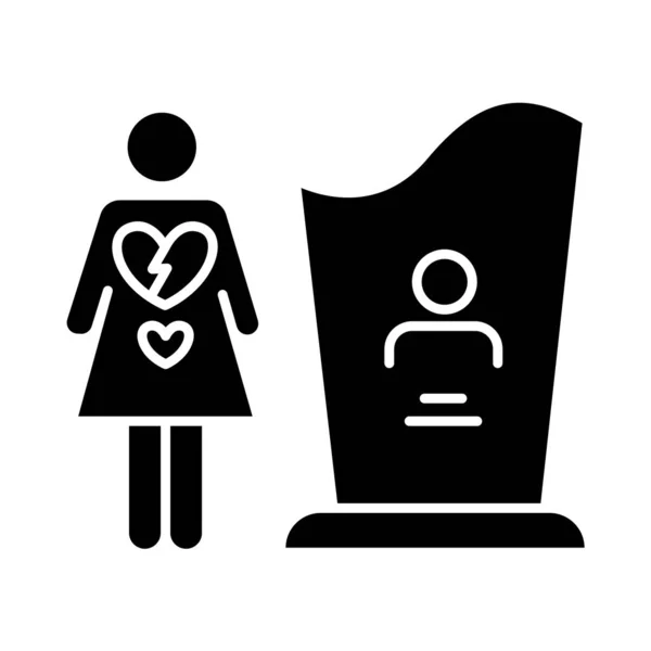 Maternal Mortality Glyph Icon Woman Grieving Man Death Girl Heartbroken — Stock Vector