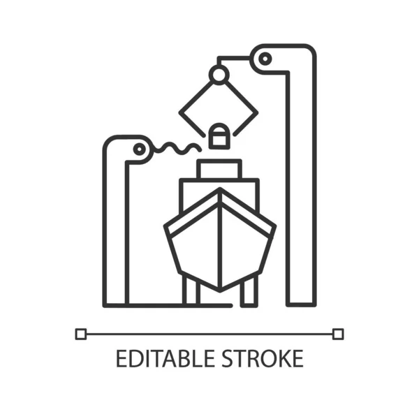 Lineair Pictogram Scheepsbouw Reparatie Reparatie Van Schepen Technische Constructie Van — Stockvector