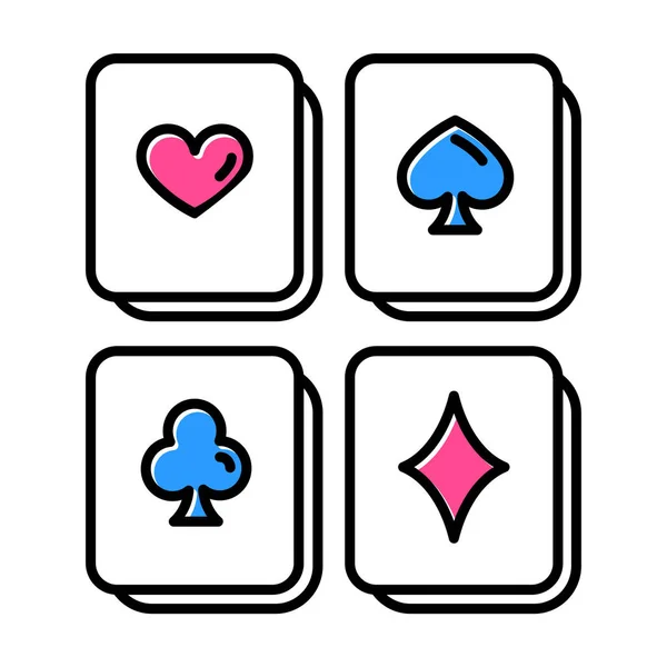 Playing Cards Puzzle Color Icon Logic Game Mental Exercise Challenge — Stock Vector