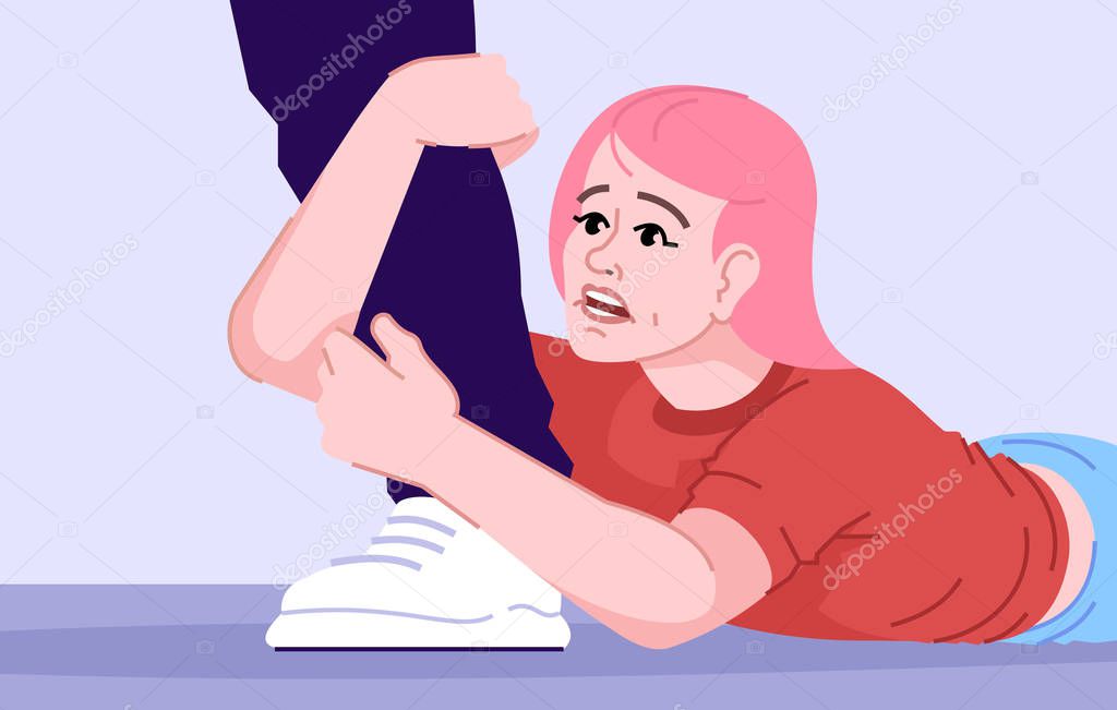 Obsessive Relationship Flat Vector Illustration Human Addiction Painful Breakup Separation Girlfriend Trying To Stop Ex Boyfriend Woman Suffering From Psychological Dependence Cartoon Character Premium Vector In Adobe Illustrator Ai Ai