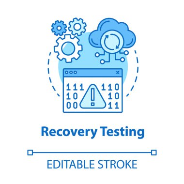 İyileşme testi turkuaz konsept simgesi. Yazılım geliştirme fikri ince çizgi çizimi. Çarpışma testi. Program akışı, uygulama performansı. Yansıtıyor. Vektör izole çizim. Düzenlenebilir vuruş