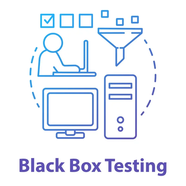 Μαύρο Πλαίσιο Δοκιμών Εικονίδιο Έννοια Ανάπτυξη Λογισμικού Ιδέα Στάδιο Λεπτή — Διανυσματικό Αρχείο