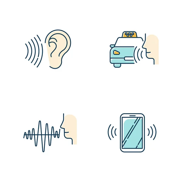 Μπλε Ομιλία Αναγνωρίζοντας Έγχρωμες Εικόνες Που Ιδέα Φωνητικού Ελέγχου Ηχητικό — Διανυσματικό Αρχείο