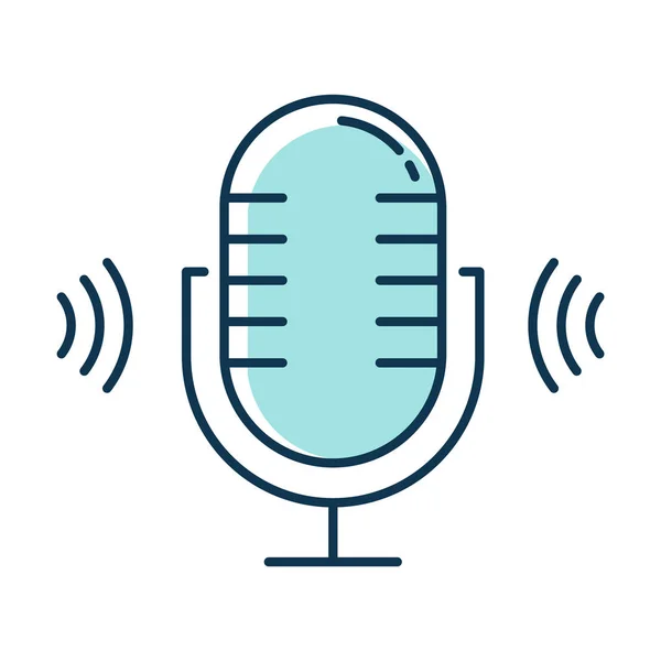 Mavi Mikrofon Renk Simgesi Ses Taraması Yazılım Fikri Modern Ses — Stok Vektör