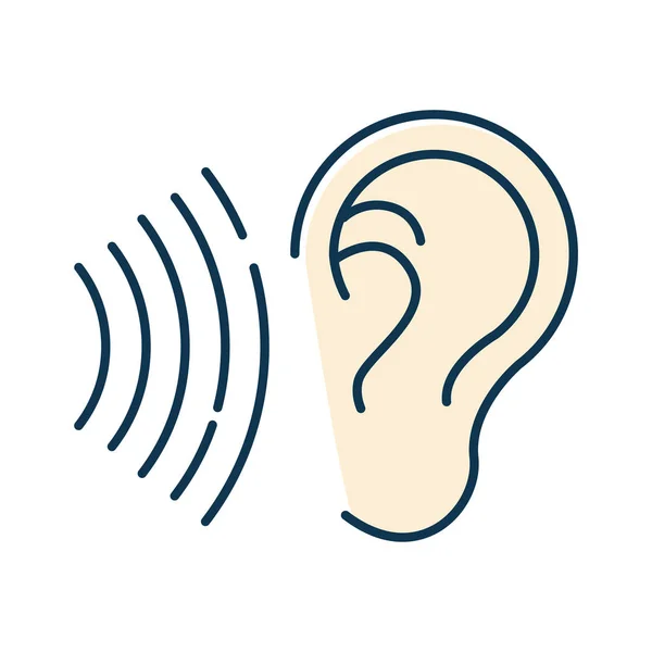 Farbsymbol Für Das Tonsignal Hörbare Schallwellen Idee Gehör Finden Laute — Stockvektor