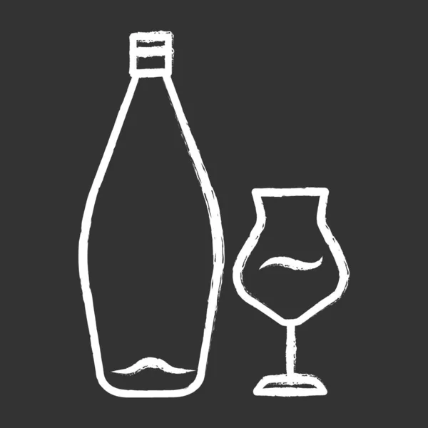Ikona Křídy Alkoholový Bar Láhev Sklenice Víno Alkoholický Nápoj Restaurace — Stockový vektor