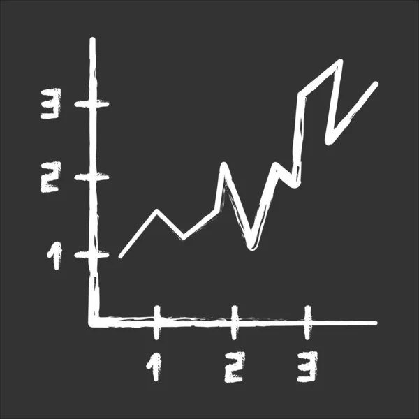 Icono de tiza gráfico de área. Gráfico ascendente con índices. Aumento del día — Vector de stock