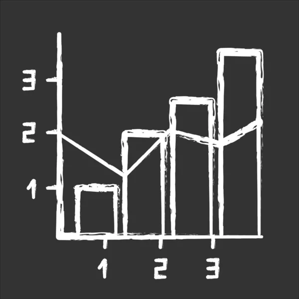 Icono de tiza de gráfico mixto. Histograma vertical con elementos lineales . — Vector de stock