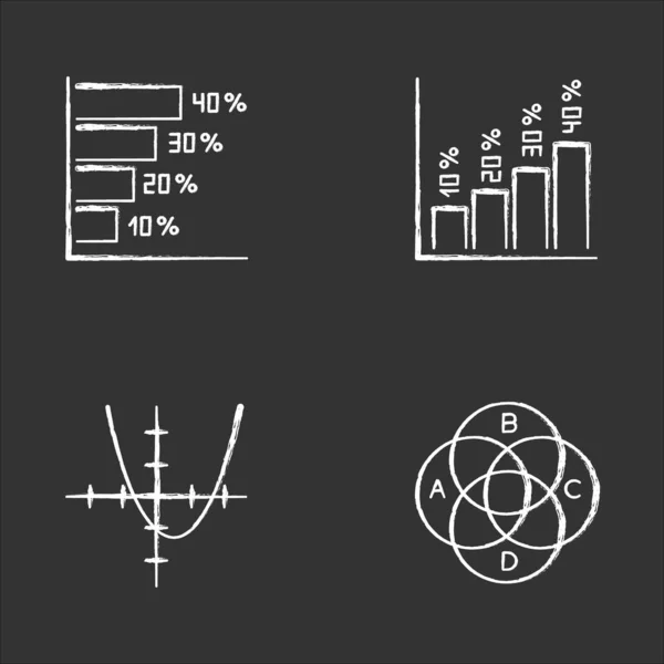 Conjunto de iconos de tiza gráfico y gráfico. Histogr horizontal y vertical — Vector de stock