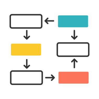 Bağlantı diyagramı renk simgesi. Kablo şeması. İlerleme aşamaları