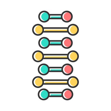 DNA sarmal zinciri renk ikonu. Birleştirilmiş noktalar, çizgiler. Deoksiribonu