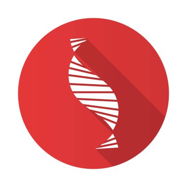Dna spiral iplik kırmızı düz dizayn uzun gölge sembol. Deoksir