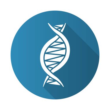 Solak DNA sarmalı mavi düz dizayn uzun gölge sembolü. Z