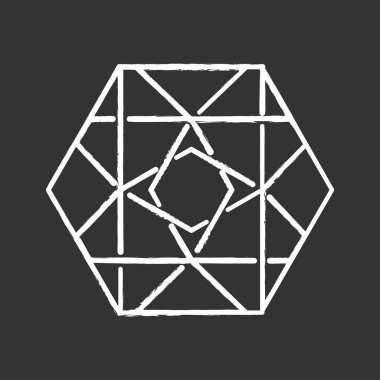 Süslü altıgen tebeşir ikonu. Dekoratif geometrik figür. Cros