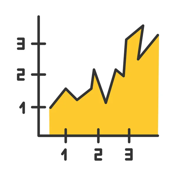 Icono de color gráfico de área. Gráfico ascendente con índices. Aumento del día — Vector de stock