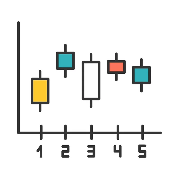 Cuadro de velas icono de color. Cuadro gráfico gráfico. Diagrama de negocio . — Vector de stock
