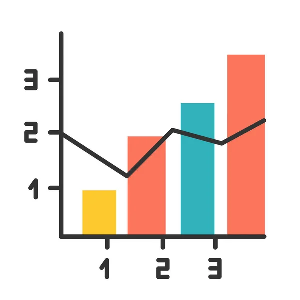 Cuadro mixto icono de color. Histograma vertical con elementos lineales . — Vector de stock