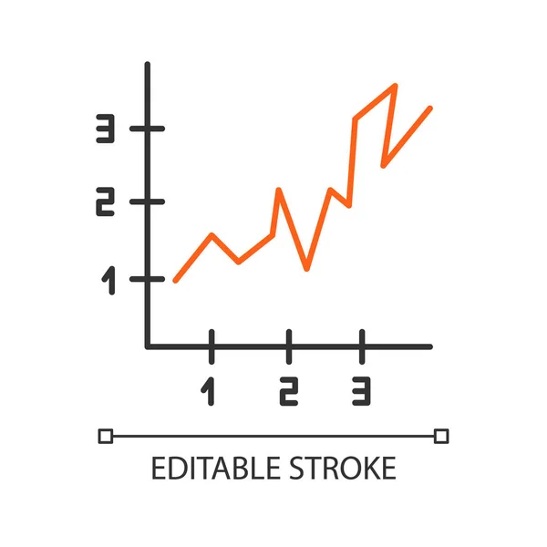 Линейная иконка диаграммы. Растущий график с индексами. Increasing di — стоковый вектор