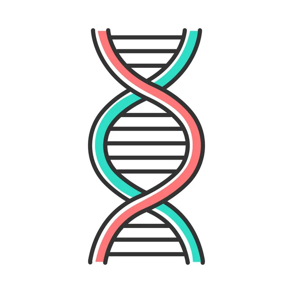 ADN icono de color hélice. Estructura desoxirribonucleica del ácido nucleico . — Vector de stock