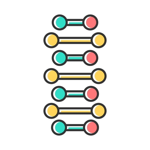 ADN espiral cadenas icono de color. Puntos conectados, líneas. Desoxirribonu — Vector de stock