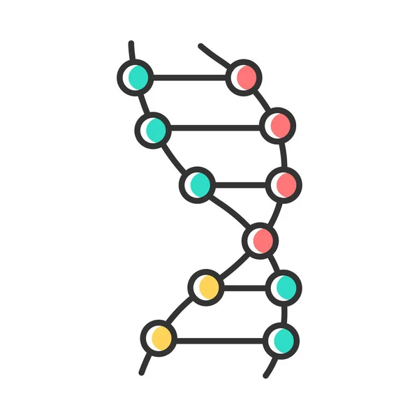 Ícone de cor de hélice de DNA. ADN Z. Pontos conectados, linhas. Desoxirribonuco — Vetor de Stock