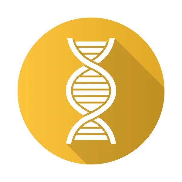 ADN hélice amarillo plano diseño largo sombra glifo icono. Desoxirribonu — Vector de stock