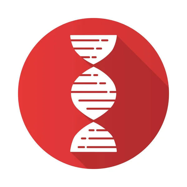 ADN doble hélice rojo plano diseño largo sombra glifo icono. Deoxiri — Vector de stock