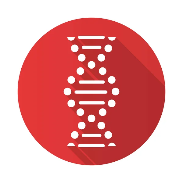 ADN espiral rojo plano diseño largo sombra glifo icono. Punto conectado — Vector de stock