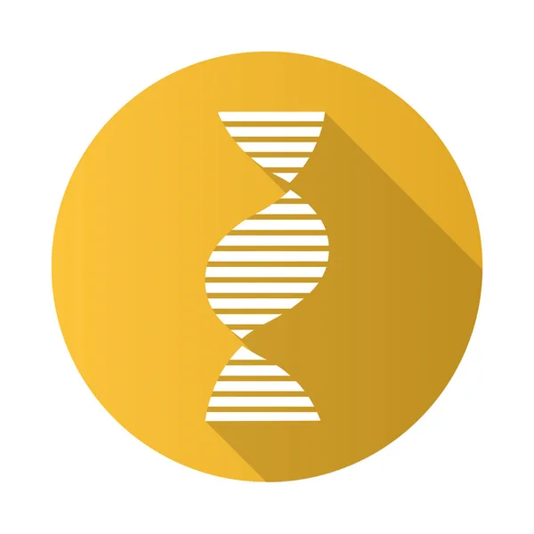Diestro ADN hélice amarillo plano diseño largo sombra glifo icono — Vector de stock