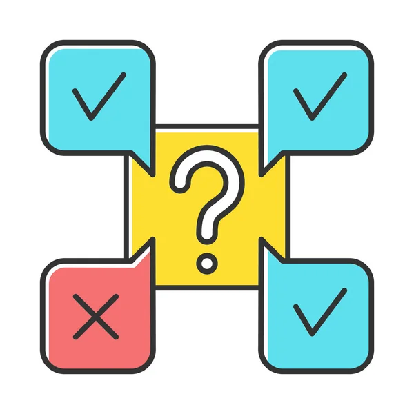Online survey color icon. Questions and answers sign. Correct an — Stock Vector