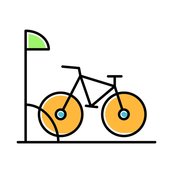Bisiklet park yeri sarı renk ikonu. Bisiklet deposu. Bisiklet askısı. Spo — Stok Vektör