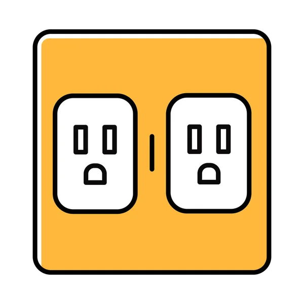 Charging outlets yellow color icon. Two wall sokets. Electrical — Stock Vector