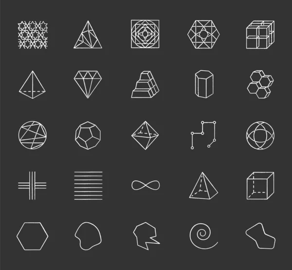Γεωμετρικές εικόνες κιμωλία σύνολο. Τετράγωνα, κύκλοι και τρίγωνο — Διανυσματικό Αρχείο