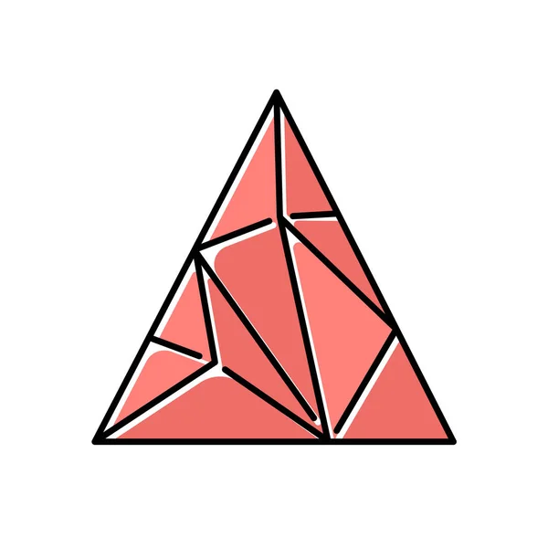 Icono de color triángulo poligonal. Figura geométrica plana. Fractal st — Vector de stock