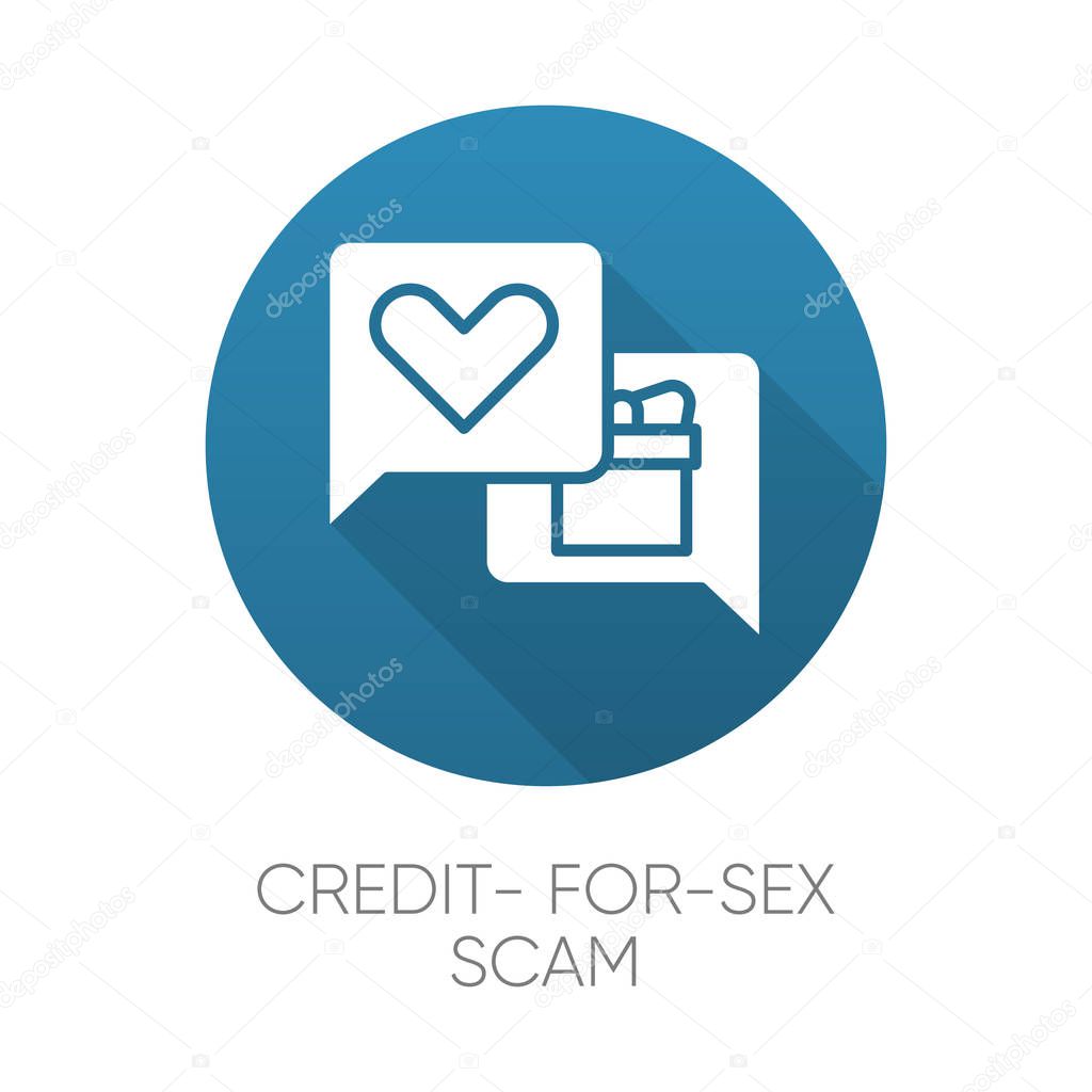 Credit-for-sex scam blue flat design long shadow glyph icon. Sex