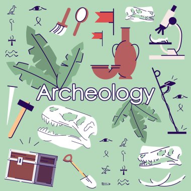 Archelogy vektör pankart vektör şablonu. Arkeolojik denklem