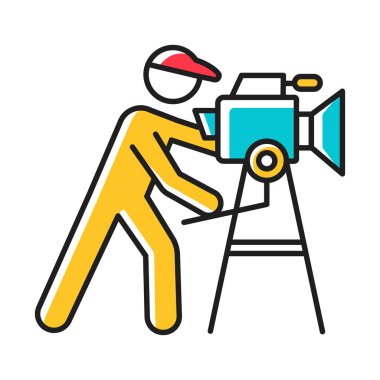Film endüstrisi sarı renk ikonu. Sinema işi. Görüntü Yönetmeni