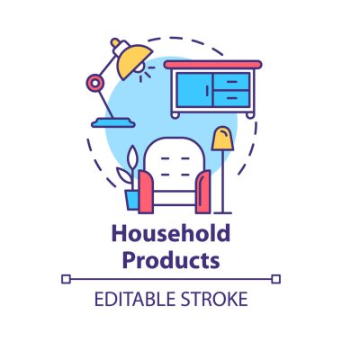 Ev ürünleri konsepti ikonu. Ev aletleri ve mobilyalar. 