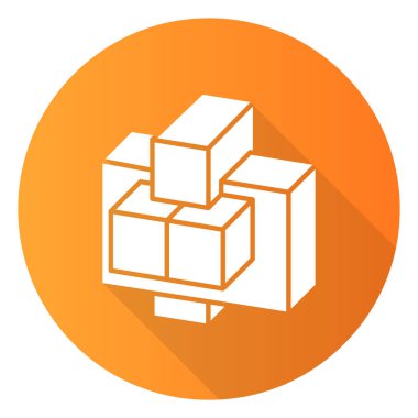 Yapay yapboz turuncu düz dizayn uzun gölge simgesi. C