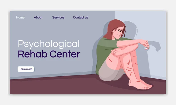 Psychological rehab center landing page vector template. Self ha — Stock Vector