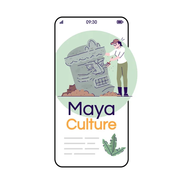 Maya kultur sociala medier inlägg smartphone app screen. Mobil ph — Stock vektor