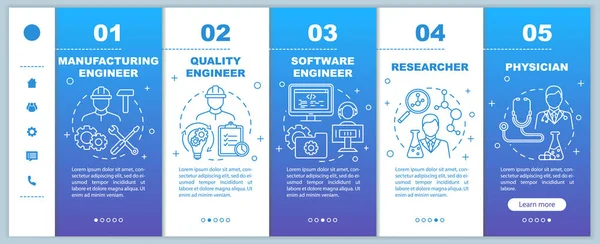 Empregos de bioengenharia onboarding mobile web pages vector template . — Vetor de Stock