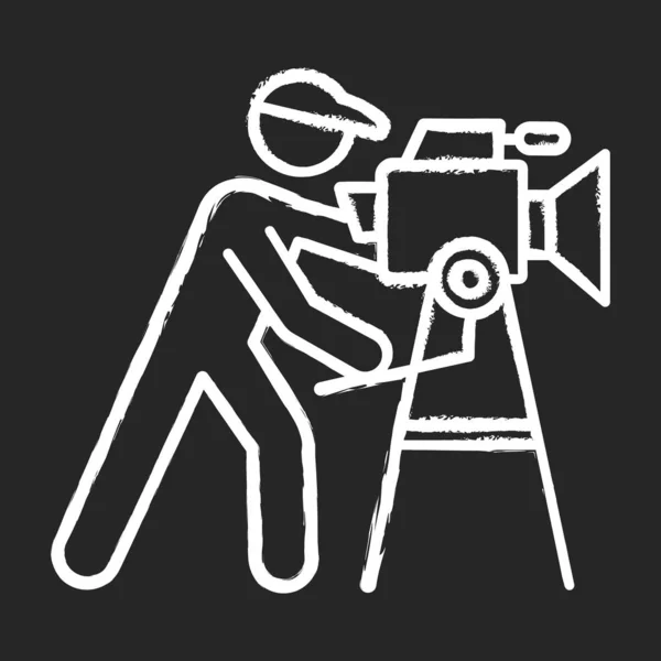 Icono de tiza de la industria cinematográfica. Asuntos cinematográficos. Cinematografía. Makin. — Vector de stock