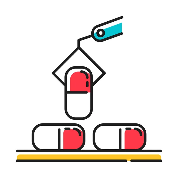 Фармацевтическая промышленность икона красного цвета. Наркоконтроль. Conveyor au — стоковый вектор