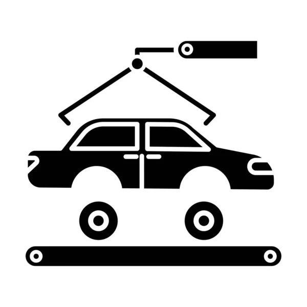 Icono del glifo de la industria automotriz. Producción de coches. Fábrica de vehículos . — Archivo Imágenes Vectoriales