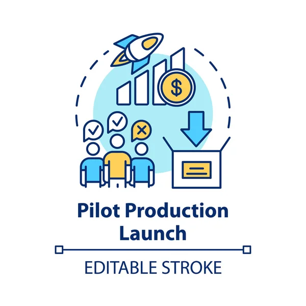 Ikonen för lansering av pilotproduktion. Uppstart. Strategisk förvaltning — Stock vektor
