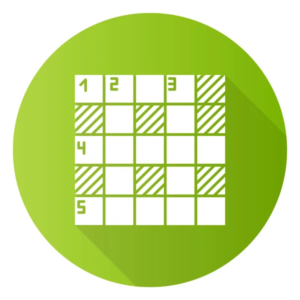 Puzzle matemático diseño plano verde icono largo glifo sombra. Su — Vector de stock