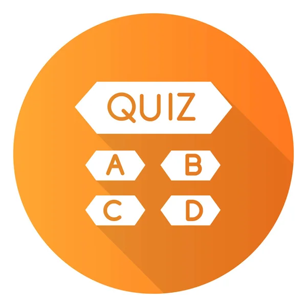 Trivia frågesport orange platt design lång skugga glyf ikon. Fråga- — Stock vektor