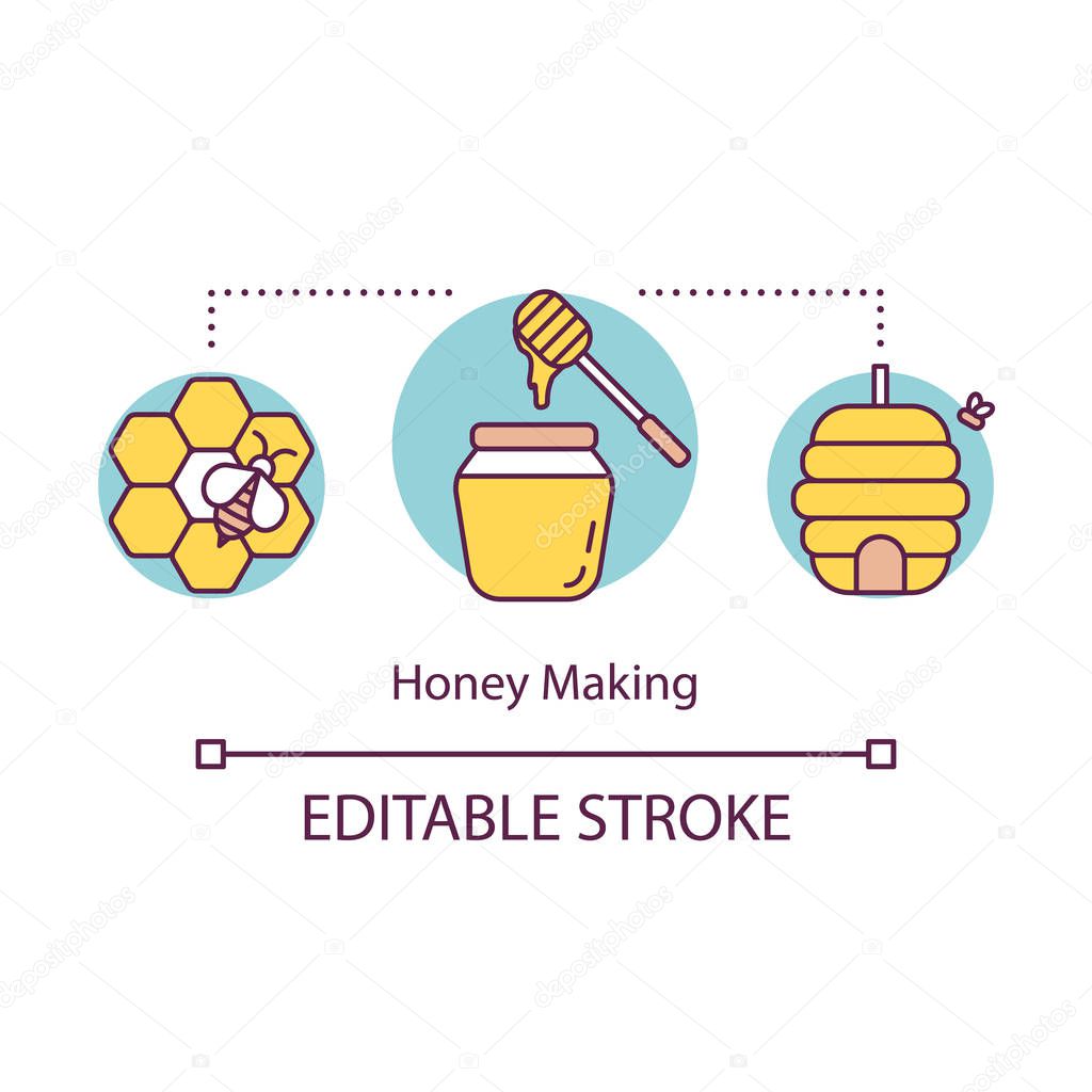 Honey making concept icon. Local production idea thin line illus
